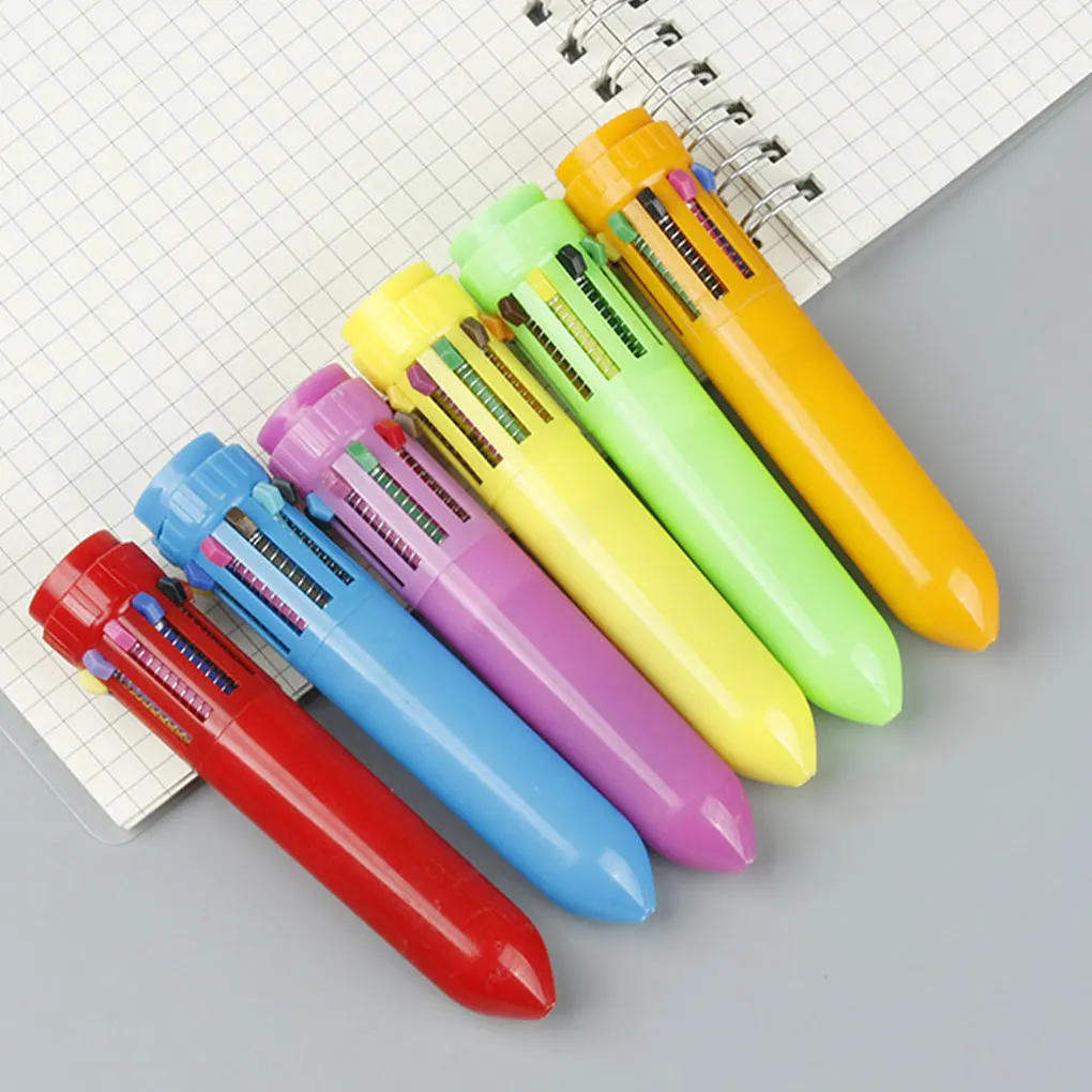 1 Комплект шариковых ручек, разноцветные нейтральные ручки, десятицветные подарки для детей