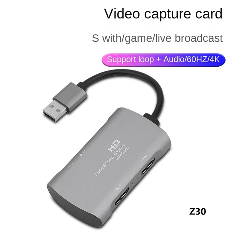 1 ШТ. карта видеозахвата 4K 1080p60Hz -совместима с картой видеозахвата USB для записи игр и прямой трансляции.