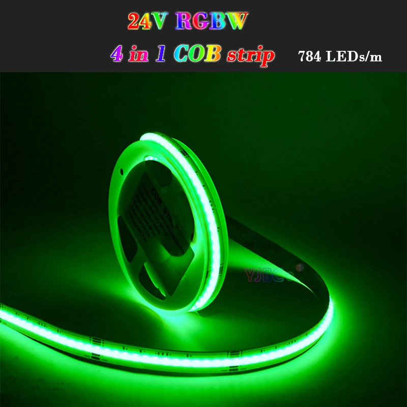 24V 5M RGBW 4 в 1 COB LED Strip light 784 Светодиода /m FCOB атмосферная красочная Лампа RGB + Белая Гибкая Световая Лента 12 мм PCB Изображение 4 