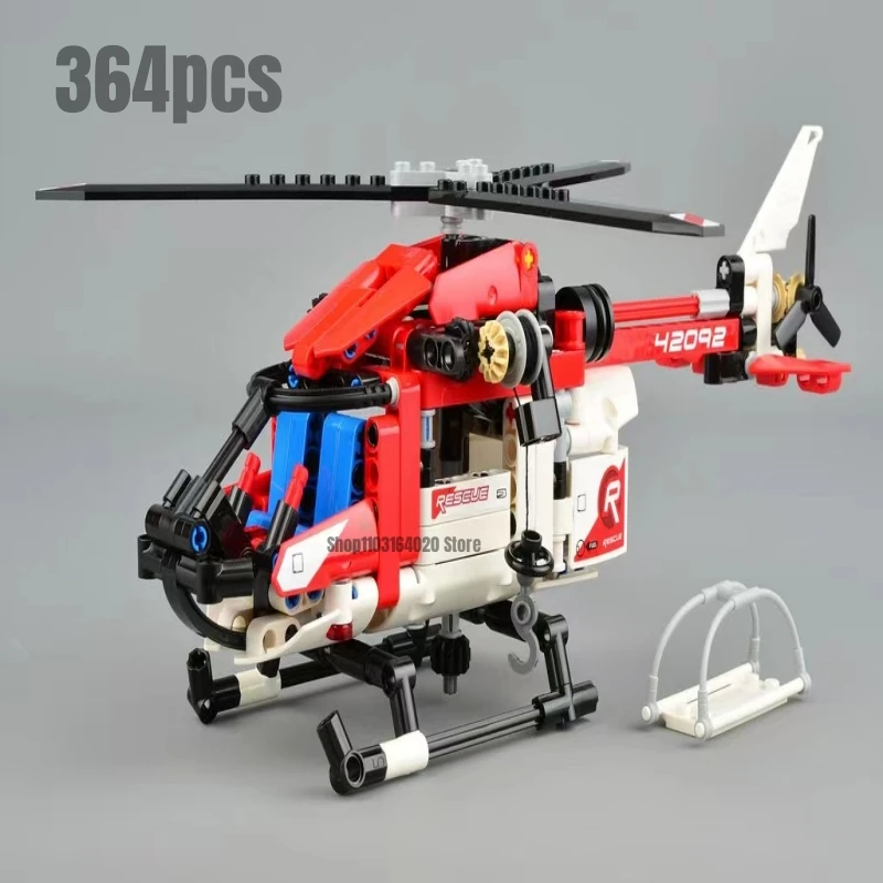 364шт Спасательный вертолет Строительные блоки Технические Кирпичи Модель Подходит для 42092 Игрушки для детей Рождественский подарок
