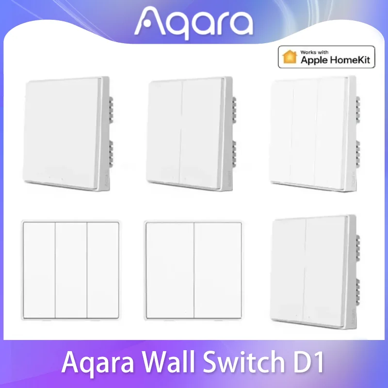 Aqara Wall Smart Switch D1 ZigBee Wireless Switch Key Light Пульт Дистанционного Управления Противопожарным Проводом С Нейтралью/БЕЗ Нейтрали Работа С Mi Home HomeKit