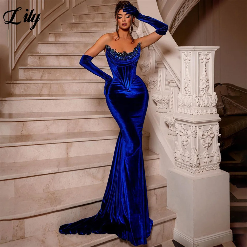 Lily Royal Blue, элегантное сексуальное платье для свадебной вечеринки, платье знаменитостей в стиле Русалки без рукавов, платья для особых случаев, халаты du soir