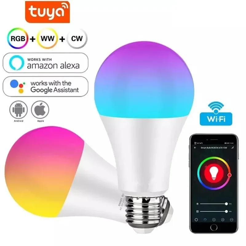 Tuya Smart Life WiFi Bluetooth Умная Лампочка Умный Дом 9 Вт E27 RGB Светодиодная Лампа с Регулируемой Яркостью с приложением Голосового Управления Alexa Google Home