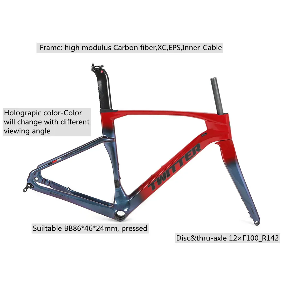 TWITTER v2 полноцветная рама из углеродного волокна дорожный велосипед рама из смешанного гравия велосипедная рама 700 * 40C велосипедная рама из углеродного волокна дорожная рама из углеродного диска