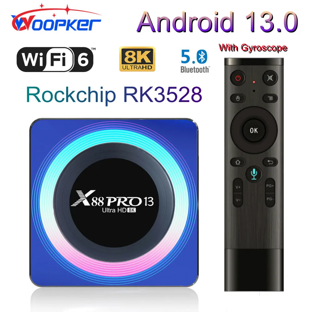 Woopker X88 Pro 13 Android 13 TV Box Rockchip RK3528 4 ГБ 64 ГБ 8 К Декодирование HD видео 2,4 Г 5 Г Двухдиапазонный WIFI6 BT5.0 Телеприставка