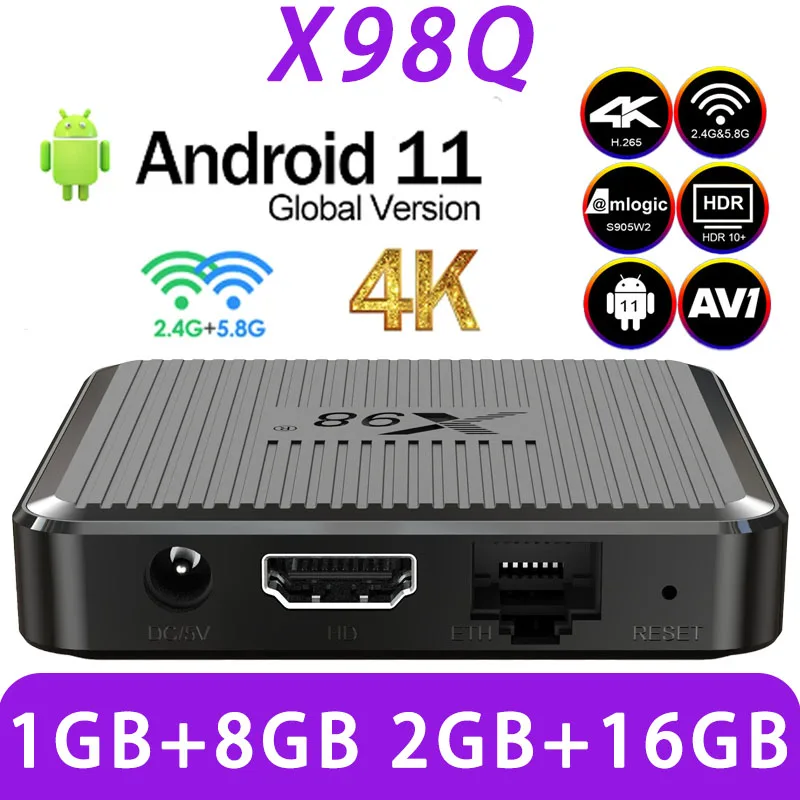 X98Q Smart TV Box Android 11 Amlogic S905W2 2 ГБ 16 ГБ/1 ГБ 8 ГБ AV1 3D 2,4 G 5G Wifi 4K HDR Смарт-медиаплеер Смарт-телеприставка