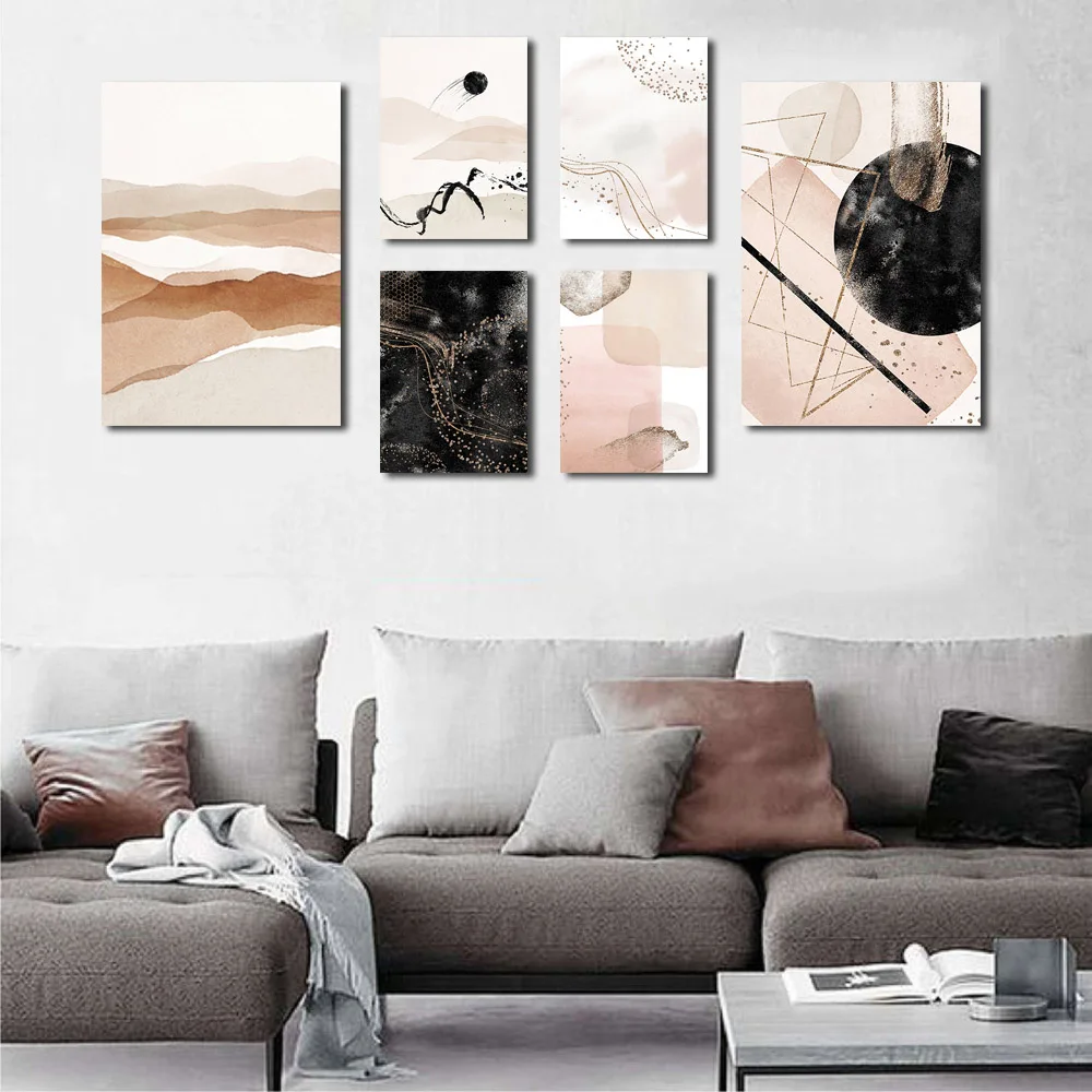 Акварельный геометрический абстрактный плакат, картина на холсте, художественная печать, настенная картина в скандинавском стиле, гостиная, спальня, современный декор