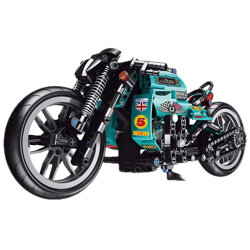 Англия Мотоцикл Британия Кафе Гоночный мотор Строительный блок Собрать винтажный мотоцикл Автомобиль Кирпичи Коллекция игрушек в подарок для мальчиков