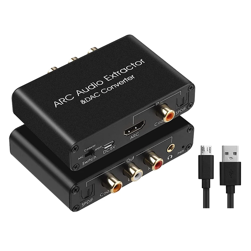 Аудиопреобразователь DAC ARC Audio Extractor, совместимый с HDMI Оптический SPDIF коаксиальный в аналоговый 3,5 мм цифро-аналоговый