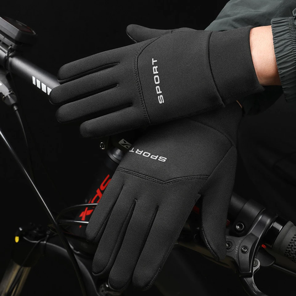 Ветрозащитные велосипедные перчатки, нескользящие термоволокнистые Лыжные велосипедные мотоциклетные перчатки унисекс с сенсорным экраном, водонепроницаемые Изображение 5 