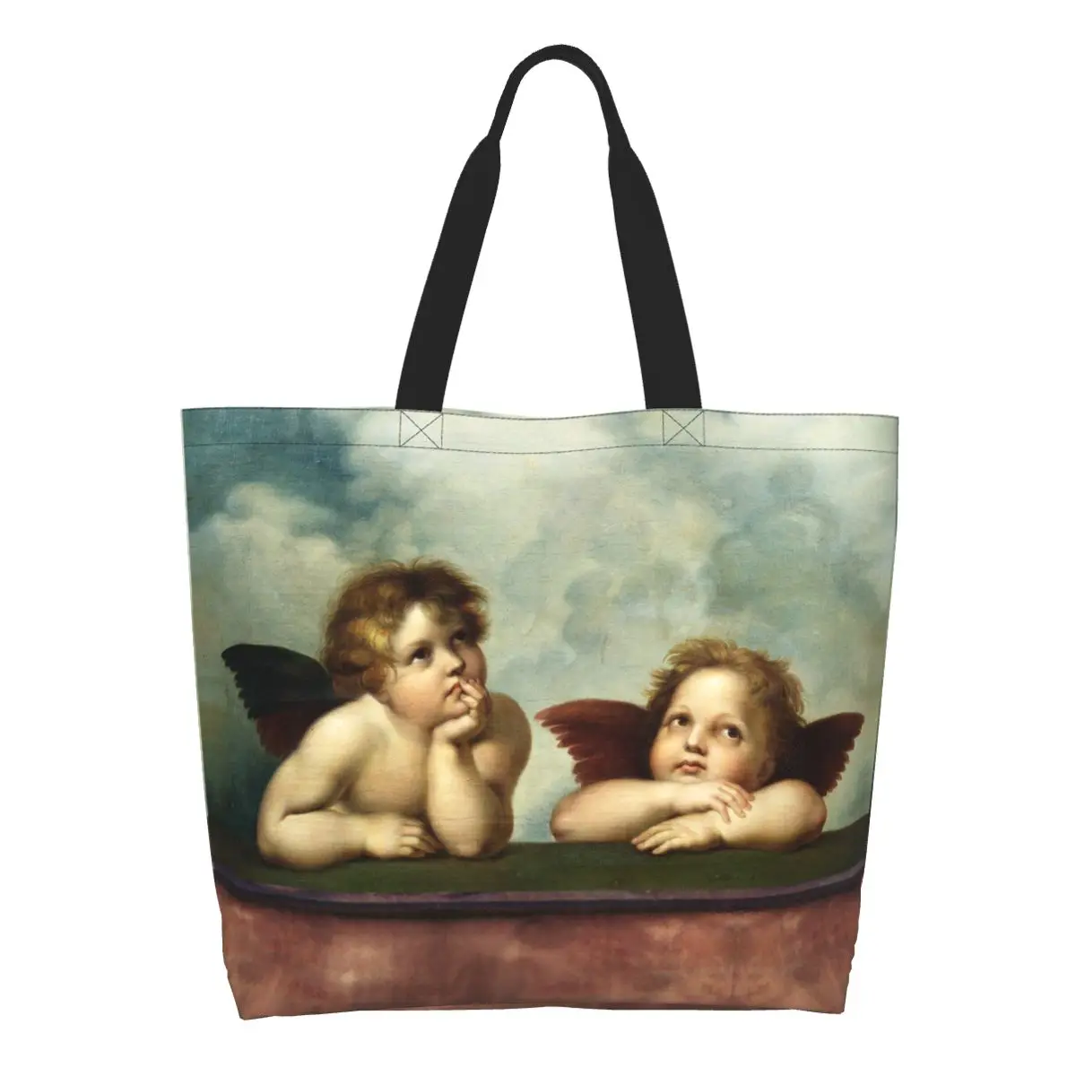 Винтажная эстетическая сумка Renaissance Angels для покупок бакалейных товаров, холщовые сумки-тоут через плечо, портативная сумка большой емкости