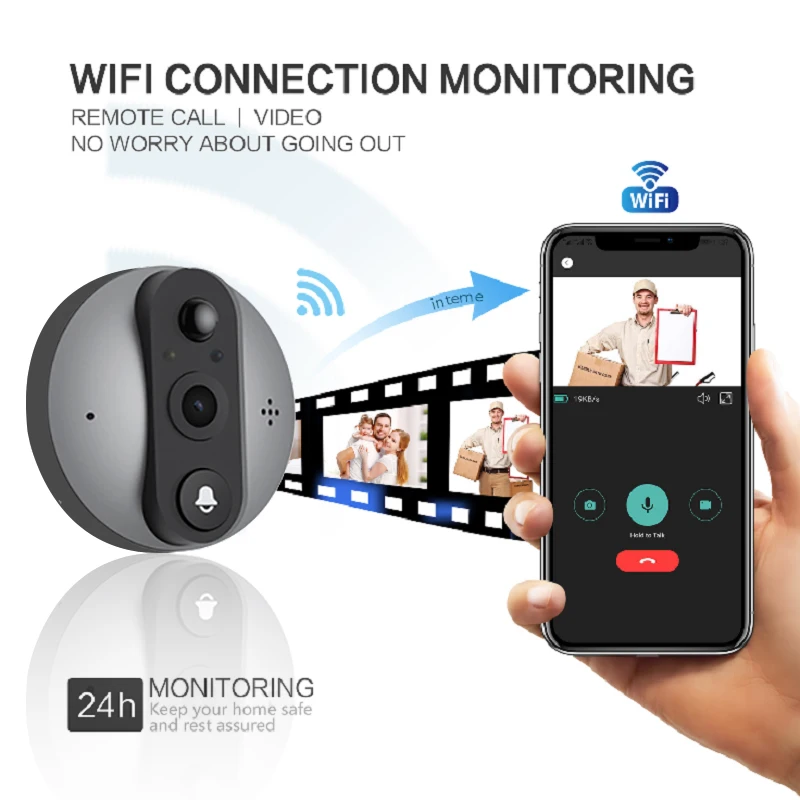 Домашний умный видеодомофон с разрешением 1080P, защищающий безопасность, HD Многофункциональная камера для звонка в домофон, Беспроводной дверной звонок для квартиры Изображение 4 