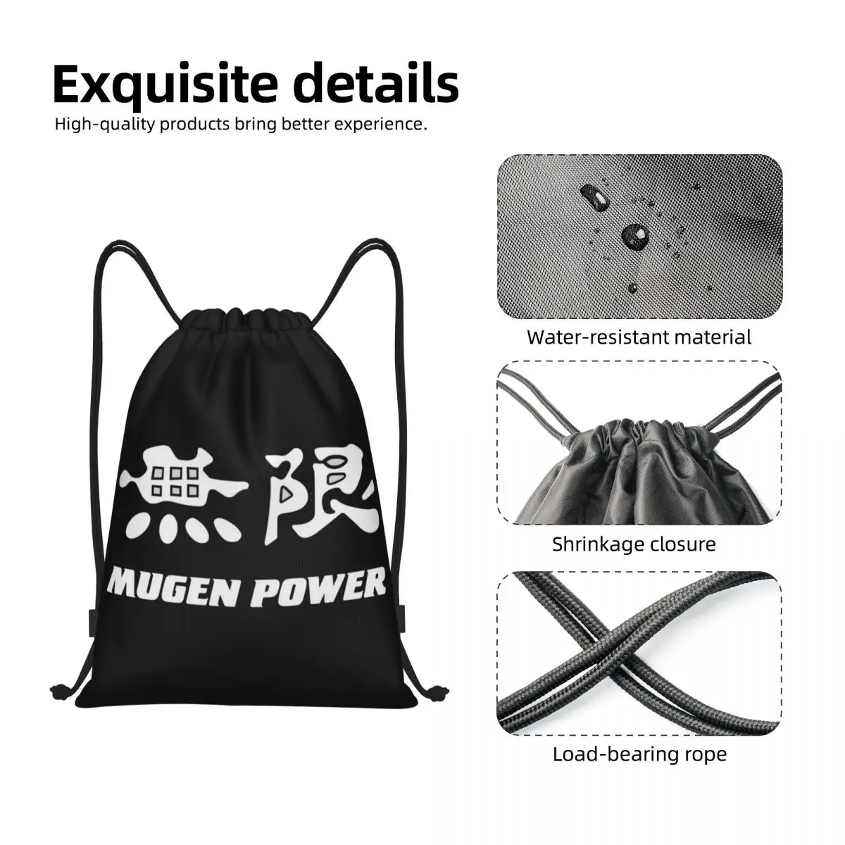 Изготовленные на заказ сумки-рюкзаки Mugen Power на шнурке, женские и мужские легкие спортивные сумки для занятий в тренажерном зале, сумки для йоги Изображение 2 
