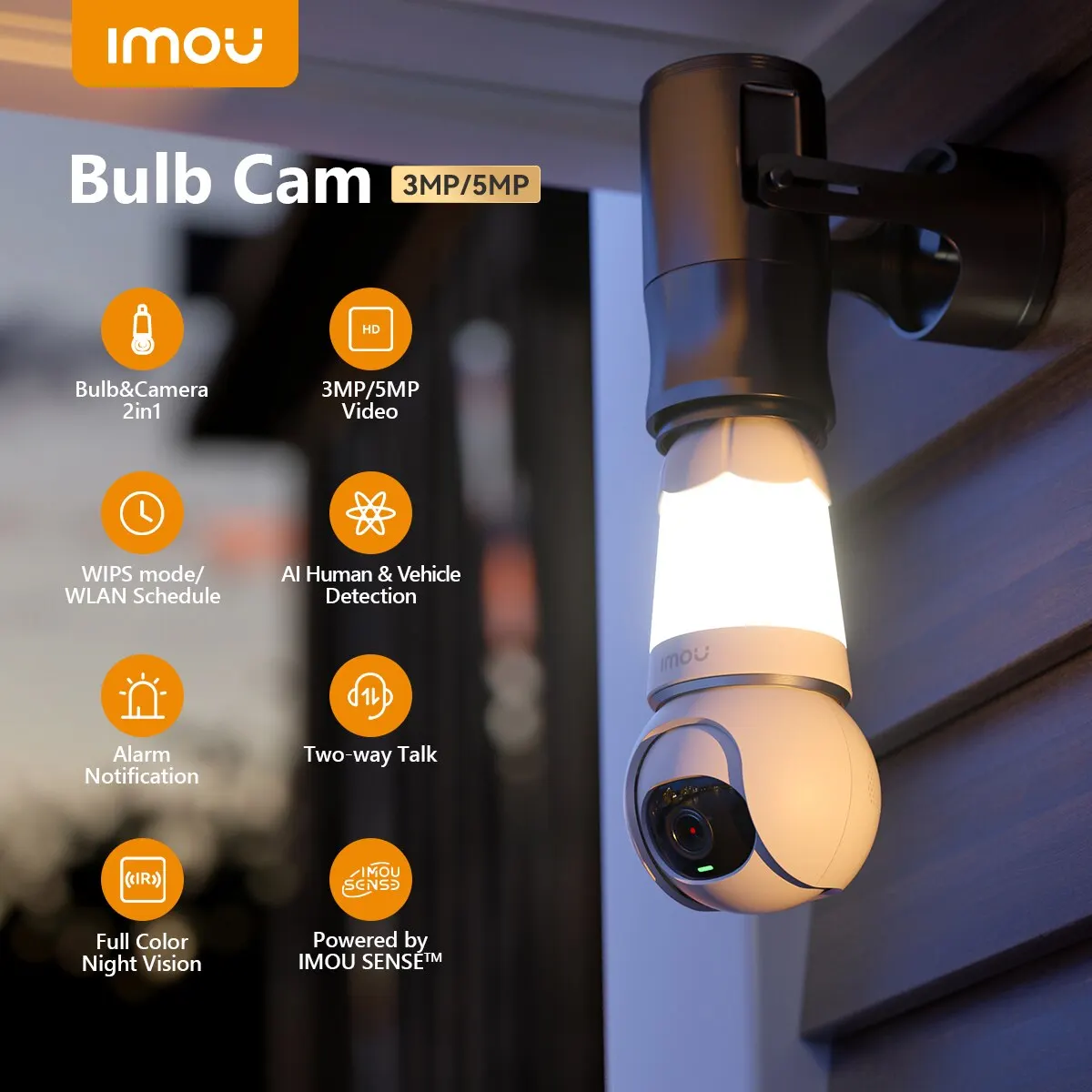 Камера IMOU Bulb 3MP/5MP 3K QHD Лампа и камера 2 в 1 Wi-Fi с двусторонним разговором, камера видеонаблюдения Изображение 0 