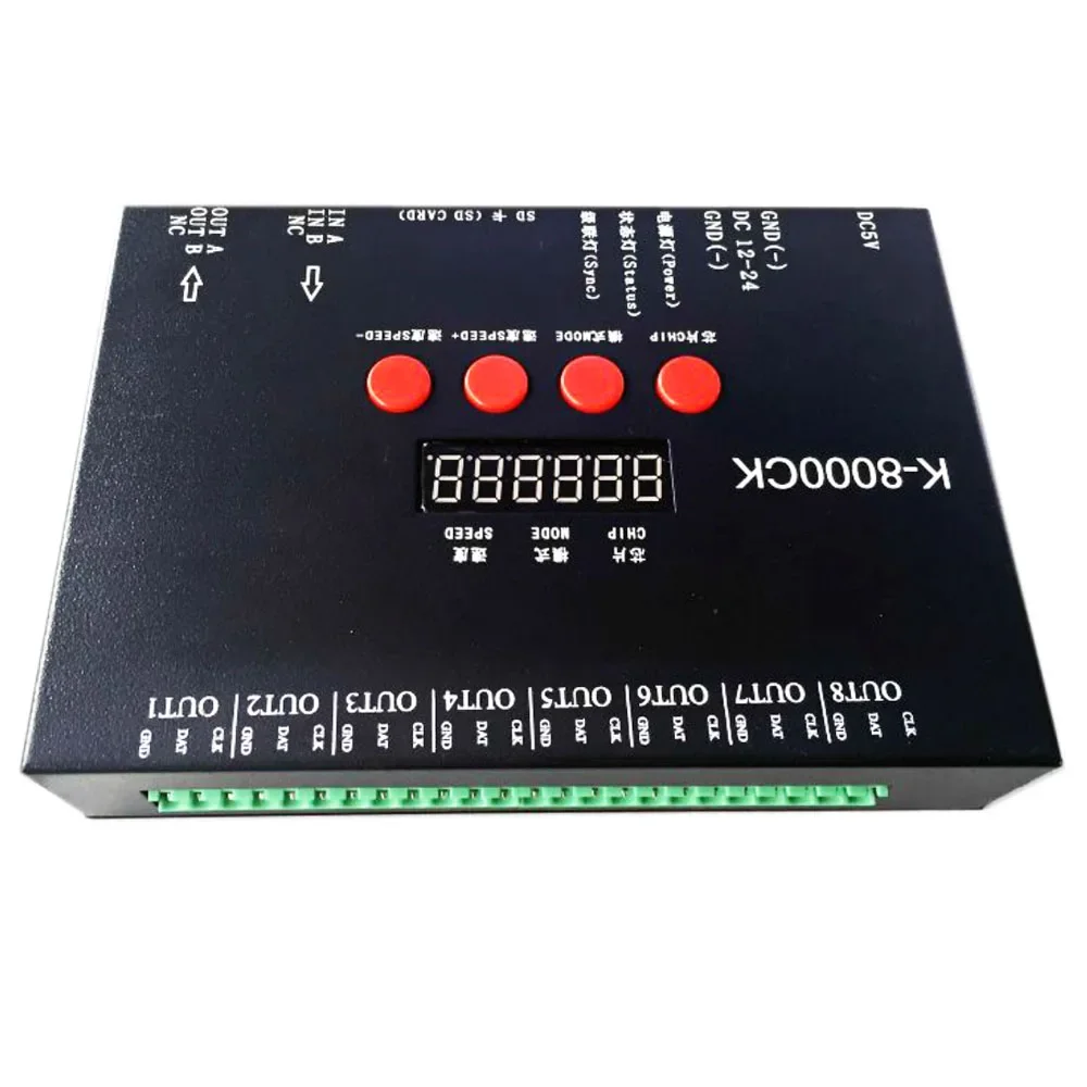 Контроллер SD-карты K-8000CK LED pixel (улучшенная версия T-8000); автономный; управление 8192 пикселями; выход сигнала SPI