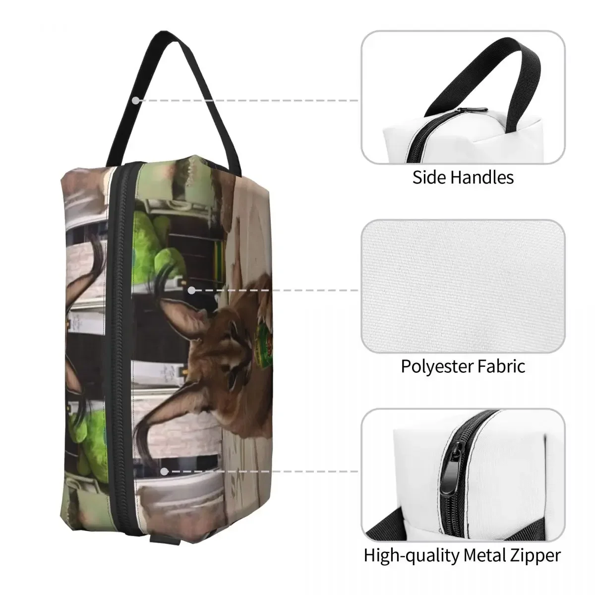 Косметичка Big Floppa Meme для женщин, косметический органайзер для путешествий, сумки для хранения туалетных принадлежностей Kawaii Funny Caracal Cat Изображение 2 