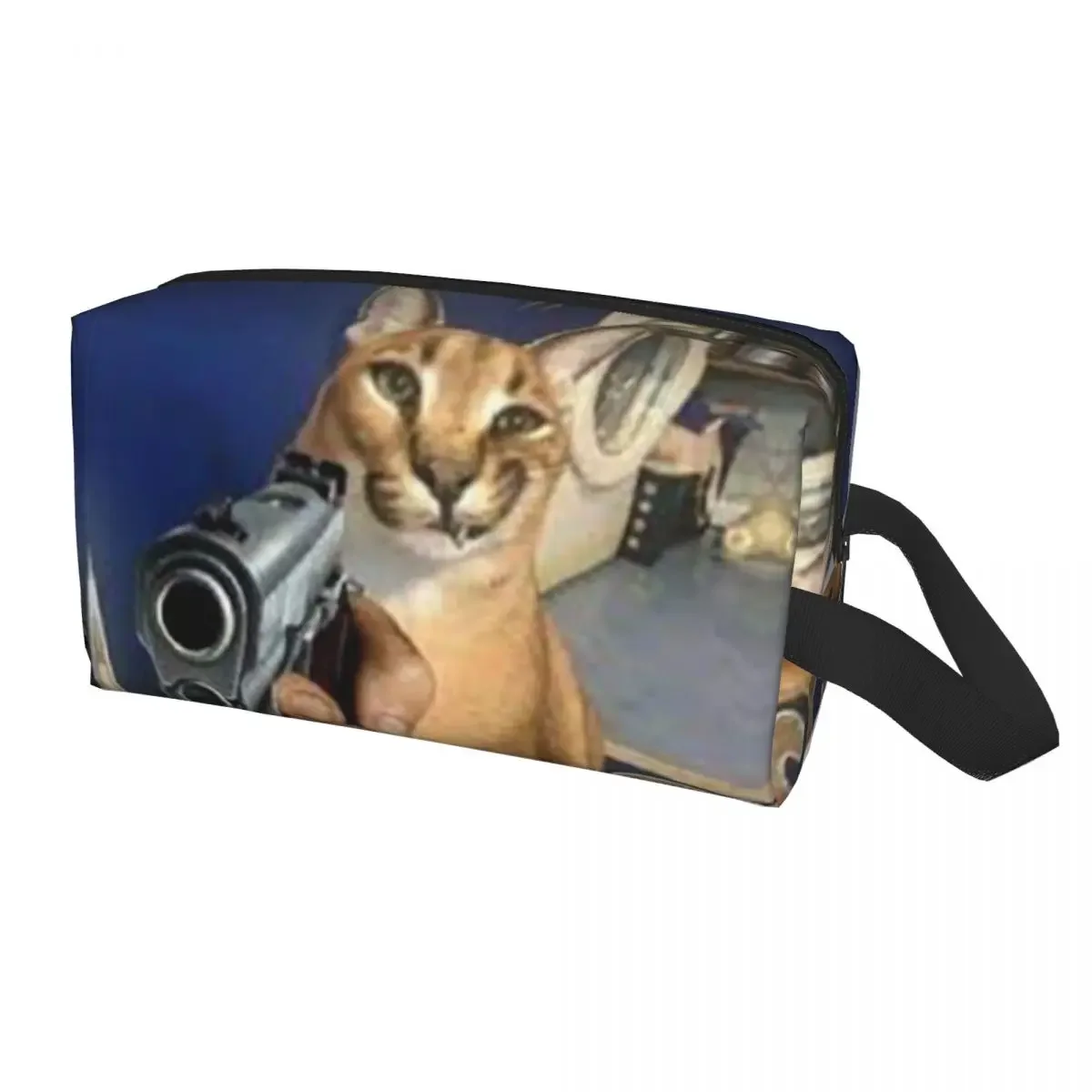Косметичка Big Floppa Meme для женщин, косметический органайзер для путешествий, сумки для хранения туалетных принадлежностей Kawaii Funny Caracal Cat Изображение 5 