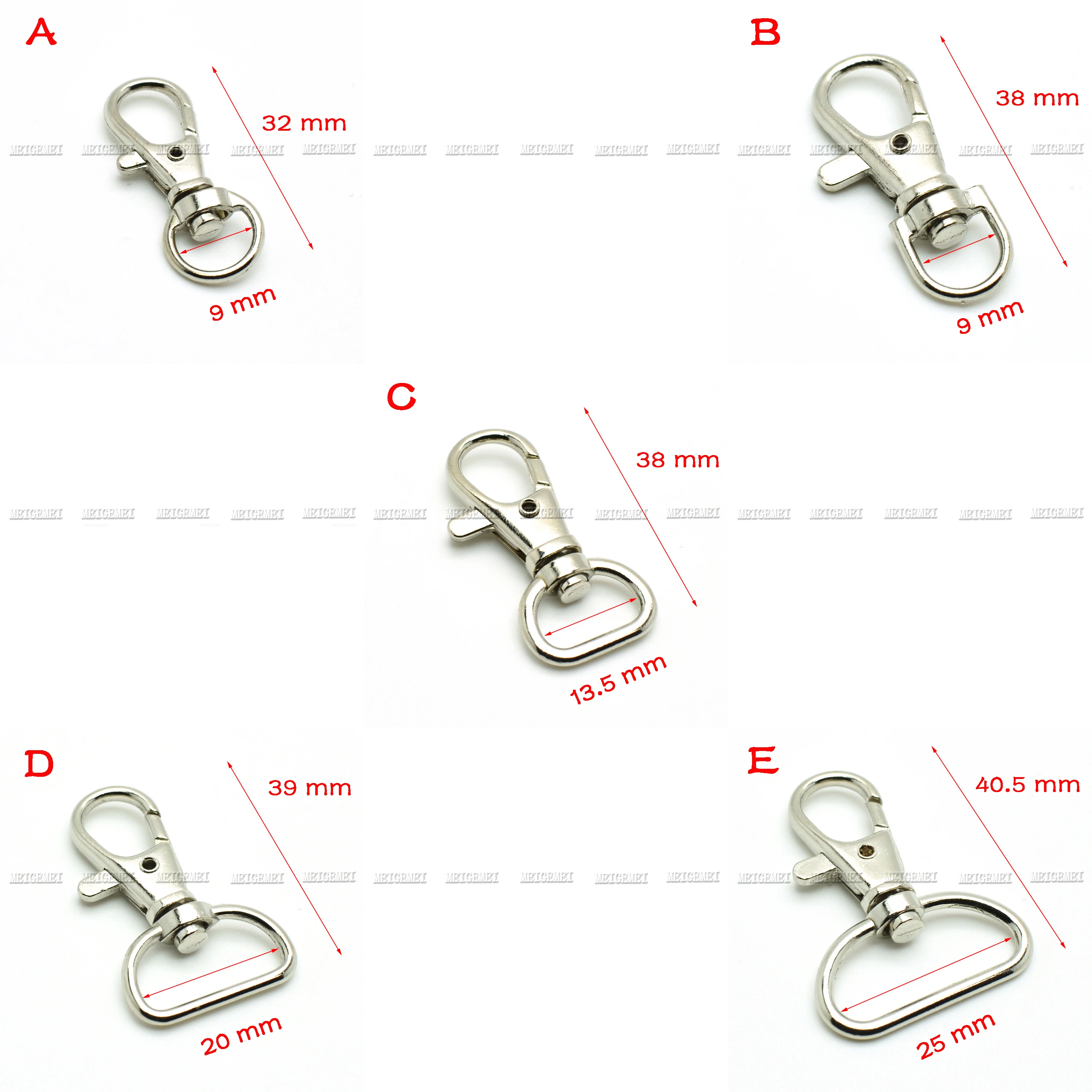 крючки Matel 2шт, поворотный брелок для ключей для рюкзака, Никелированные застежки-лобстеры, аксессуары для упаковки Изображение 0 