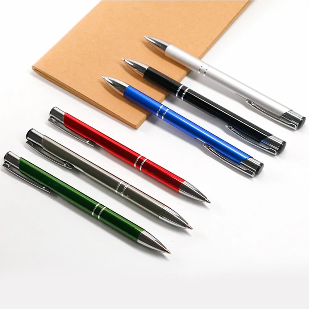Металлические шариковые ручки 1Шт 6 цветов Шариковые ручки в стиле пресса для бизнеса Офиса Письменные принадлежности 0,8 мм Школьные канцелярские принадлежности Подарки