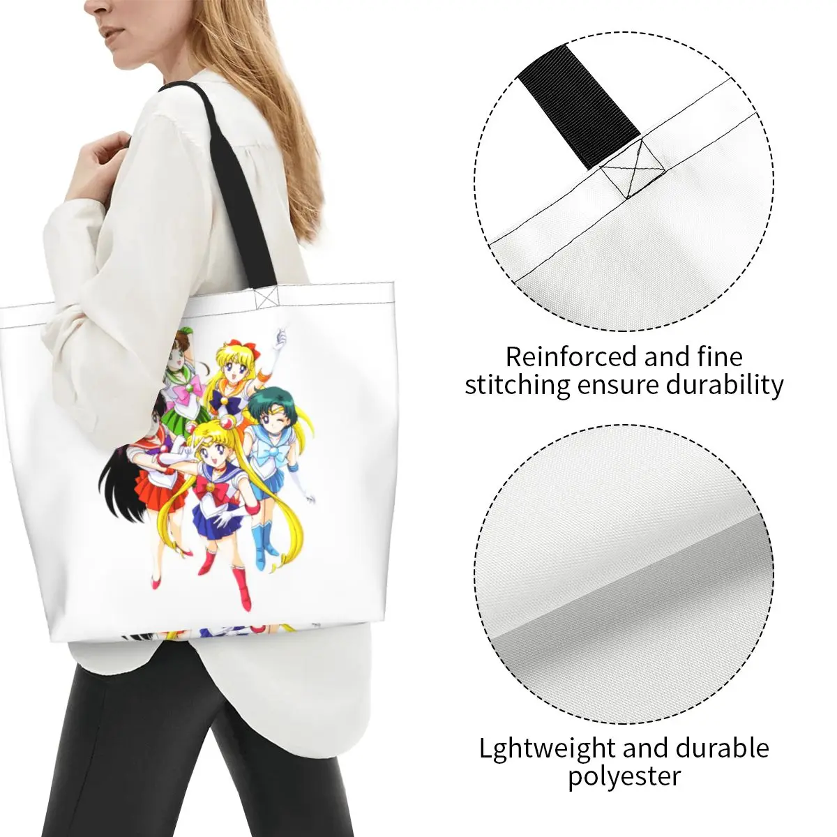 Милые сумки для покупок в японском стиле седзе-манга в стиле сейлор, портативная холщовая сумка для покупок в стиле аниме 