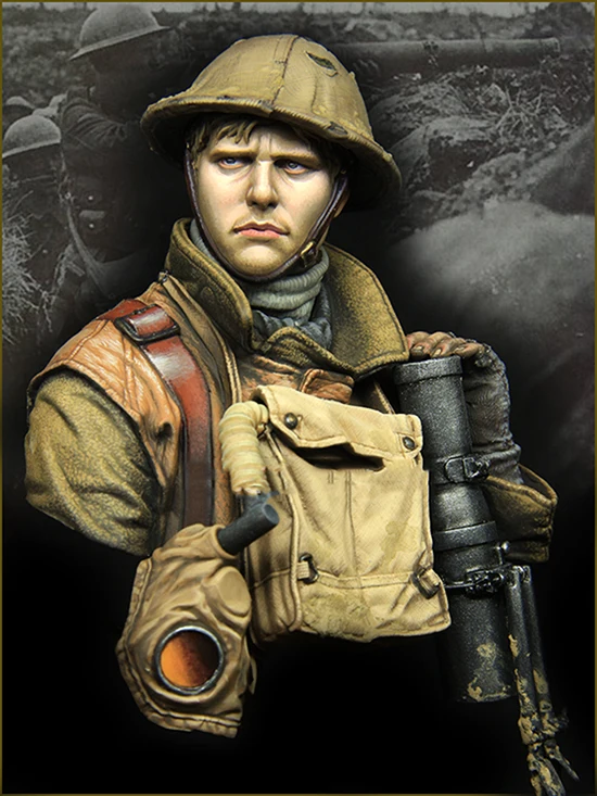Неокрашенный комплект 1/10 Европейский солдат в Мировой войне с маской, бюст, фигурка, исторический набор из смолы, миниатюрная модель