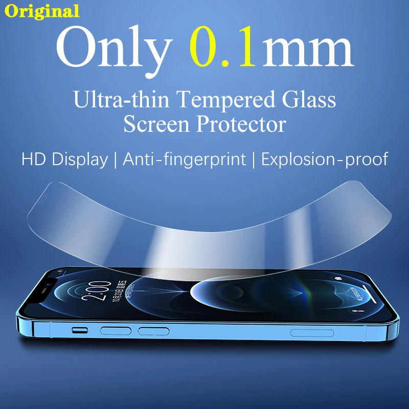 Оригинальное Закаленное Стекло 0,1 мм 9H Для iPhone 13 12 Mini 11 Pro XS Max X XR SE 2022 2020 7 8 6 6s Plus Защитная Пленка Для Экрана 3D