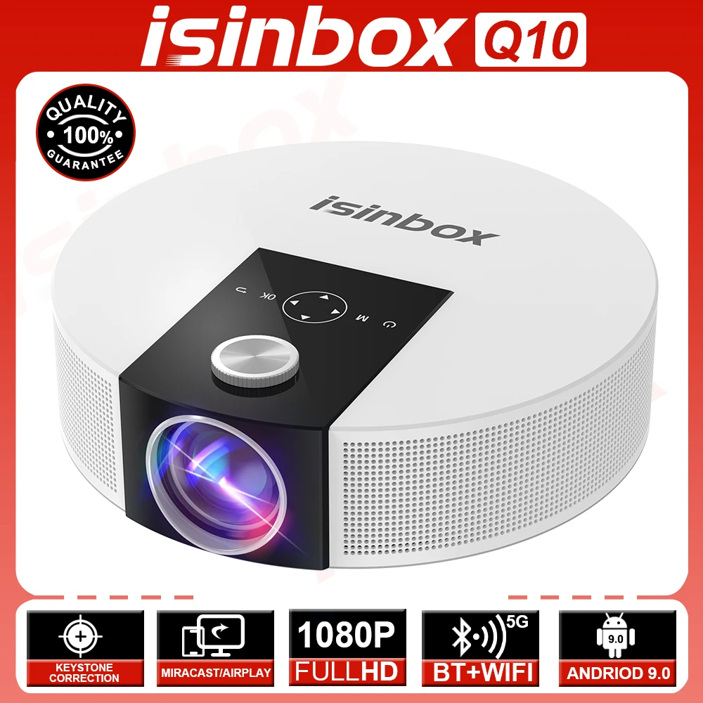 Проектор ISINBOX Q10 Android 9.0 2.4G 5G WIFI Full HD Родной 1080P проектор 4K Видео LED Bluetooth проекторы для домашнего кинотеатра