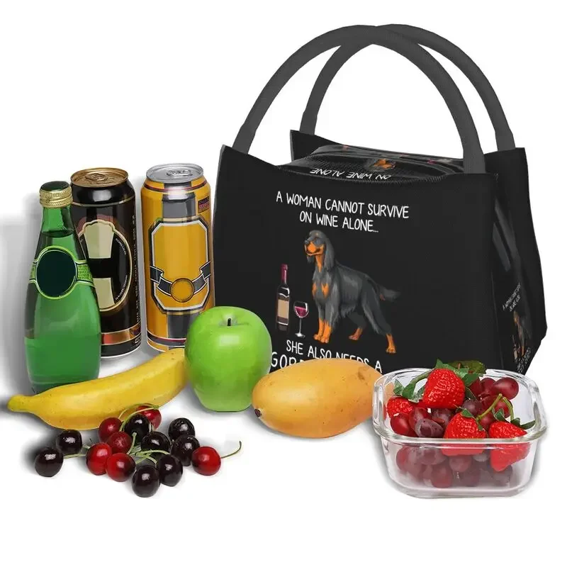 Сеттер Гордон и Винная Забавная собачка, Термоизолированная сумка для ланча, женская сумка для любителей домашних щенков, сумка для ланча для работы, путешествий, коробка для еды Изображение 4 