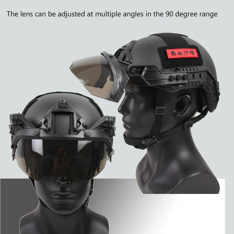 Универсальный тактический шлем с козырьком на рейке, откидные очки для быстрой езды /MICH Helmet