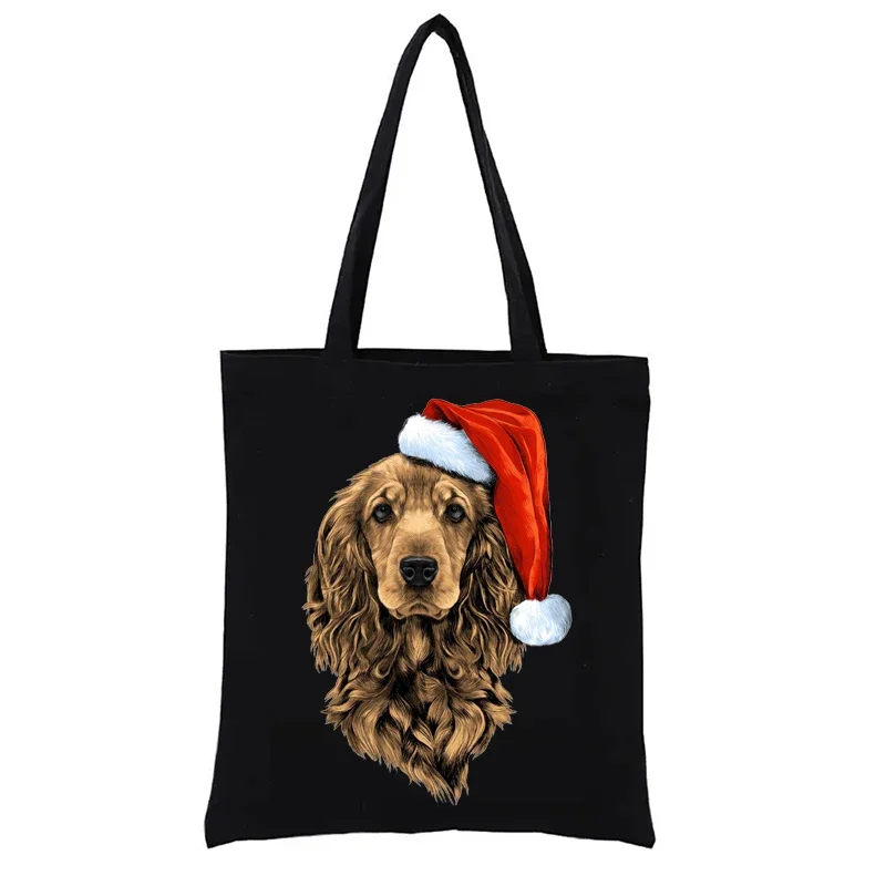 Холщовая сумка для покупок Рождественская Новогодняя эко-сумка для собак Женские сумки Дизайнерские сумки для покупателей Забавная сумка-тоут Модные покупки