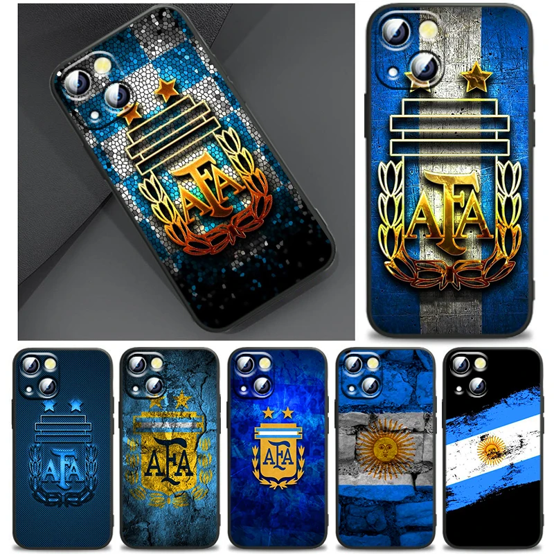 Чехол с бело-голубым Флагом Аргентины Для Apple iPhone 14 13 12 11 SE XS XR X 7 8 6 mini Plus Pro MAX 2020 Черный Чехол Для Телефона