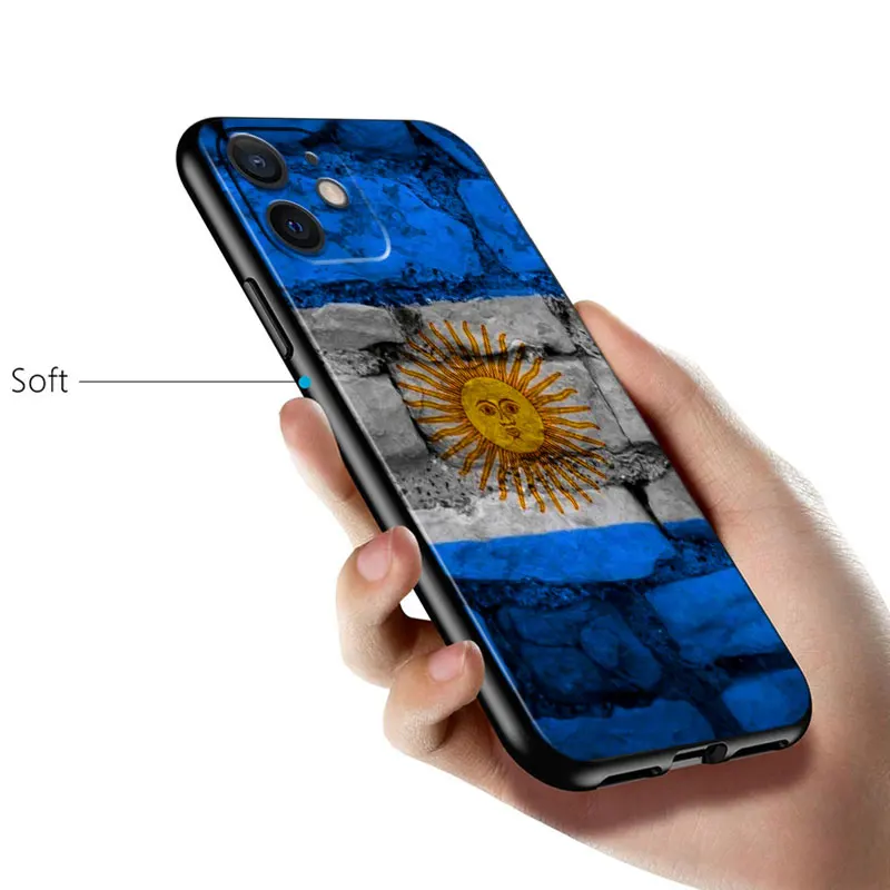 Чехол с бело-голубым Флагом Аргентины Для Apple iPhone 14 13 12 11 SE XS XR X 7 8 6 mini Plus Pro MAX 2020 Черный Чехол Для Телефона Изображение 4 